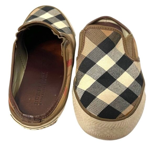 BURBERRY Nova Check Plaid Canvas Slip On Sneakers Slides 37 - Picture 4 of 15